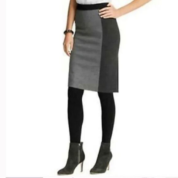 Ann Taylor Black Gray Color Block Ponte Knit Pencil Skirt Size 4 NWOT - Picture 6 of 6
